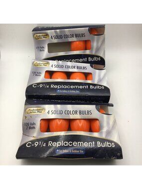 C-9 1/4 Professional Series Orange Replacement Christmas Light Bulbs 120V 7W